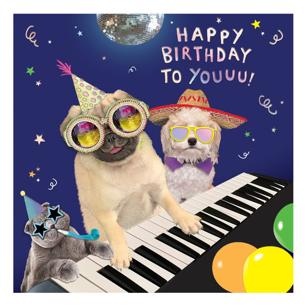 Dog Piano Birthday Card