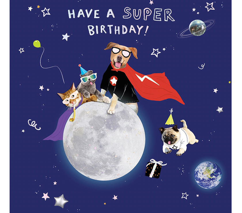Space Dogs Birthday Card