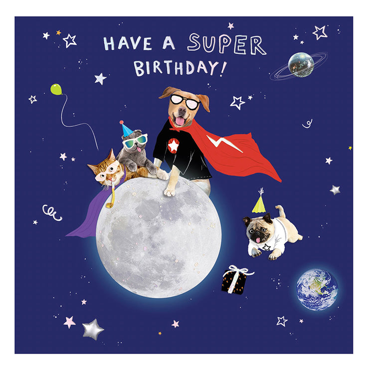 Space Dogs Birthday Card