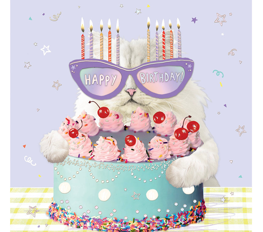 Cat and Cake Birthday Card