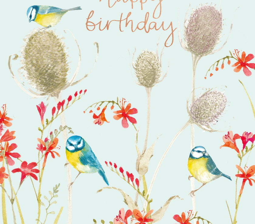 Bluetits Happy Birthday Card