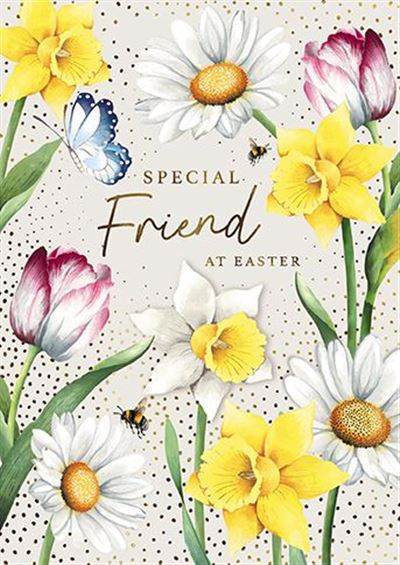 Floral Special Friend Easter Card - House of Cards