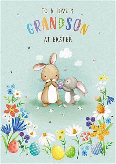 Rabbits Grandson Easter Card - House of Cards
