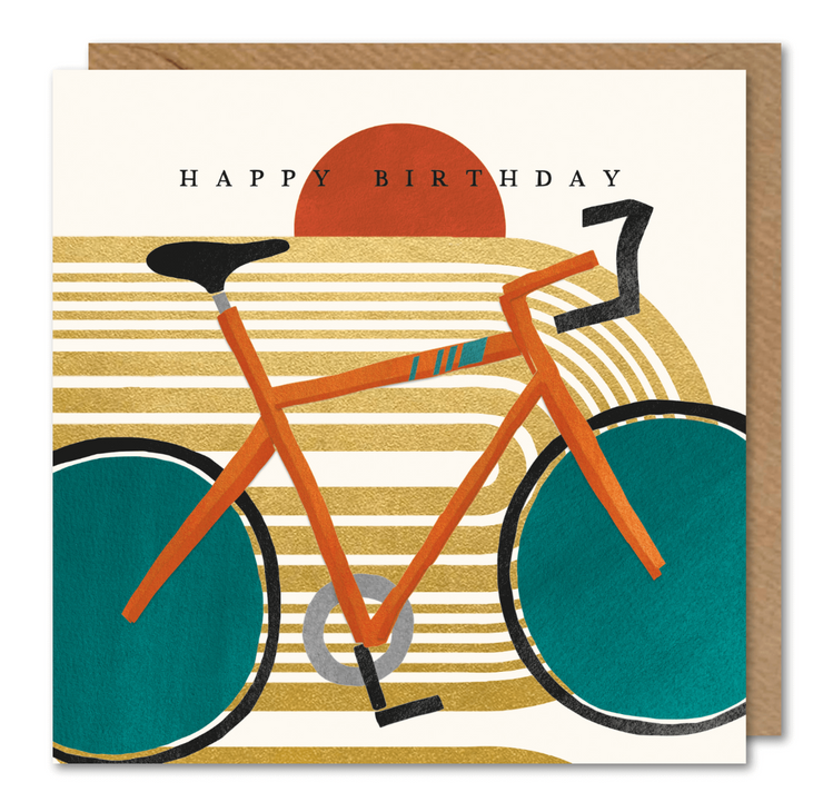 Bike Gold Foil Birthday Card