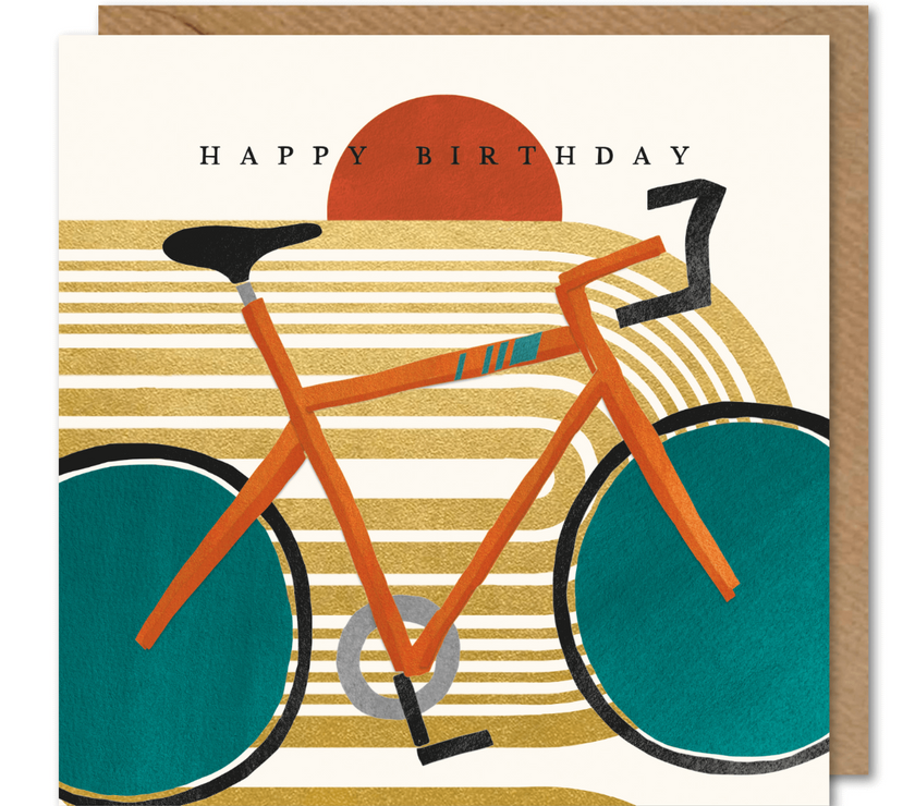 Bike Gold Foil Birthday Card