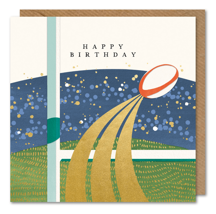 Rugby Gold Foil Birthday Card