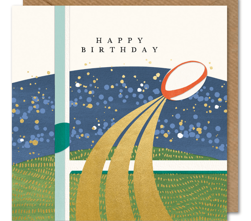 Rugby Gold Foil Birthday Card