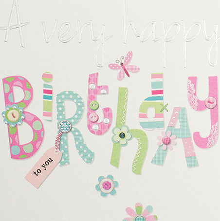 Colourful Letters Happy Birthday Card