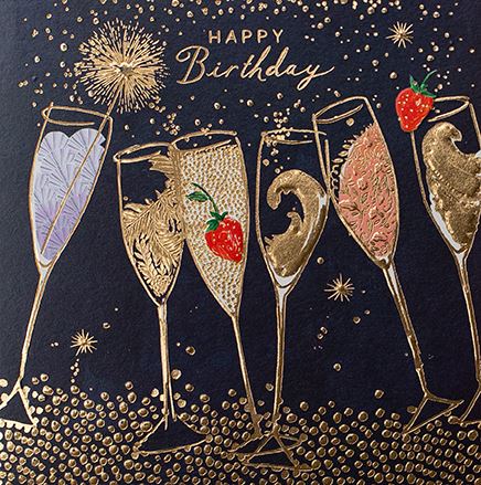 Champagne Flutes Birthday Card