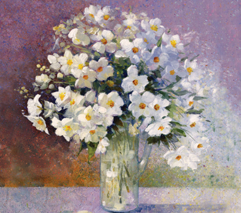 White Flower Jug Easter Cards