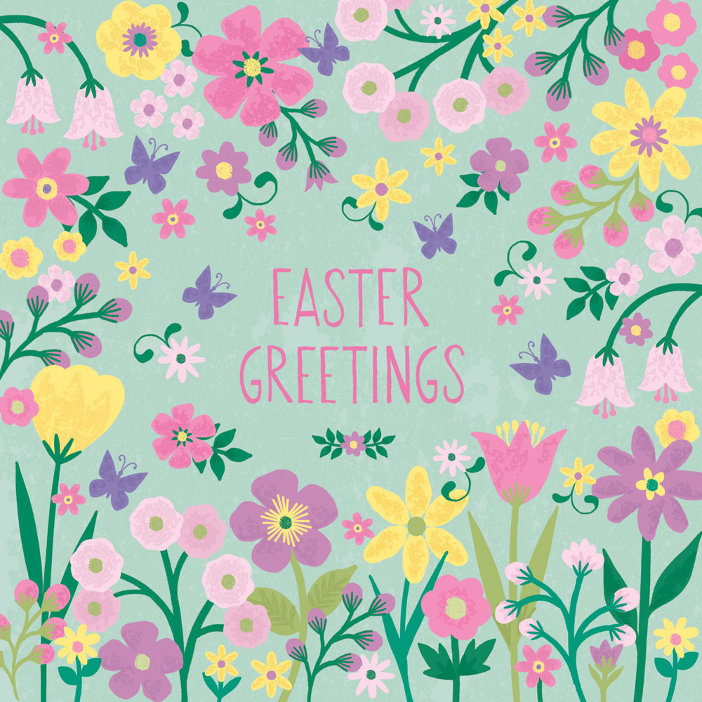 Floral Easter Greetings Cards