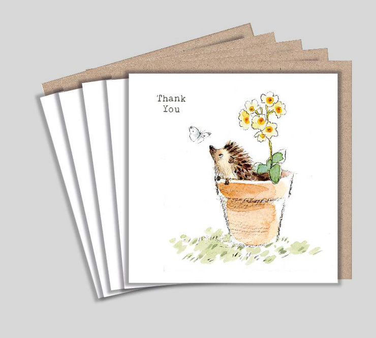 Hedgehog Pot Thank You Notelets