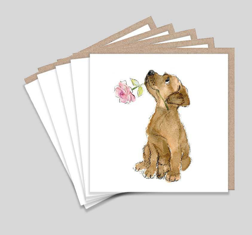 Dog with Flower Notelets - House of Cards