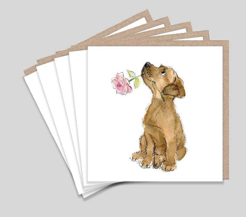 Dog with Flower Notelets