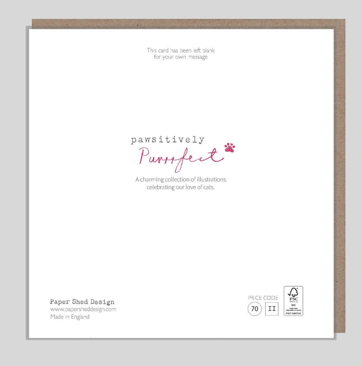 Grey Cat and Pink Flower Birthday Card - House of Cards