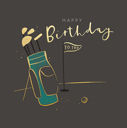 Golf Clubs Happy Birthday Card