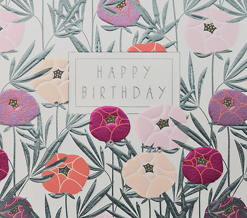 Hey Fresco Pink Flowers Birthday Card