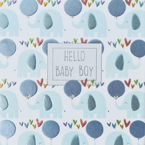 Hey Fresco Elephants Baby Boy Greeting Card