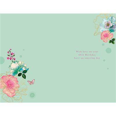 Illustrated 60th Floral Birthday Card - House of Cards