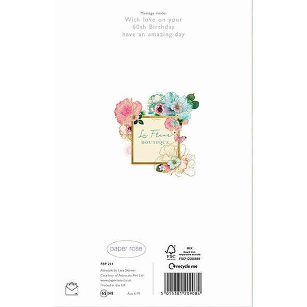 Illustrated 60th Floral Birthday Card