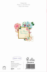 Illustrated 70th Floral Birthday Card