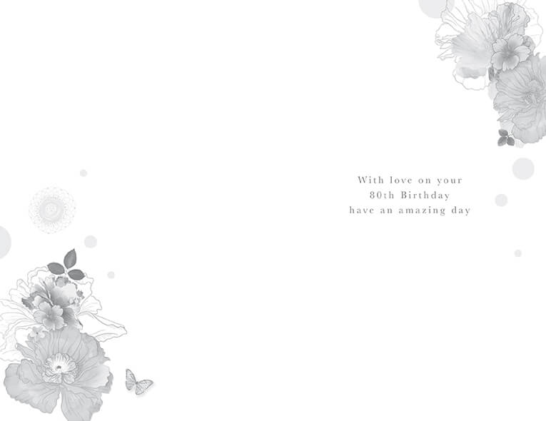 Illustrated 80th Floral Birthday Card