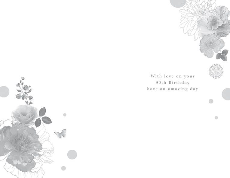 Illustrated 90th Floral Birthday Card