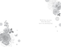 Illustrated 90th Floral Birthday Card