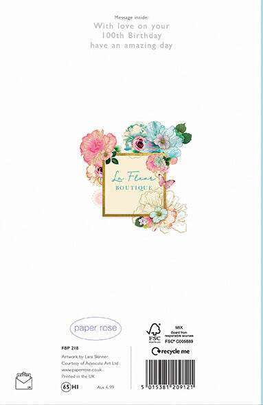 100th Floral Birthday Card - House of Cards