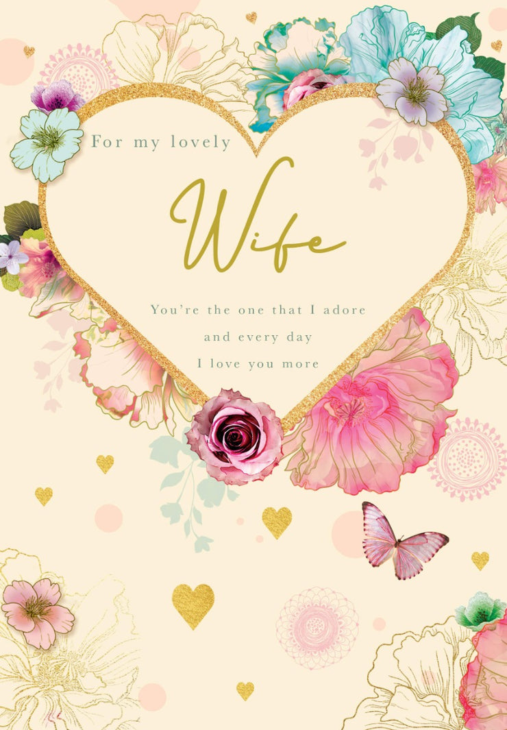 Wife Heart Birthday Card