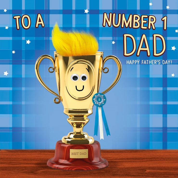 Fluff Number 1 Dad Trophy Fathers Day Card