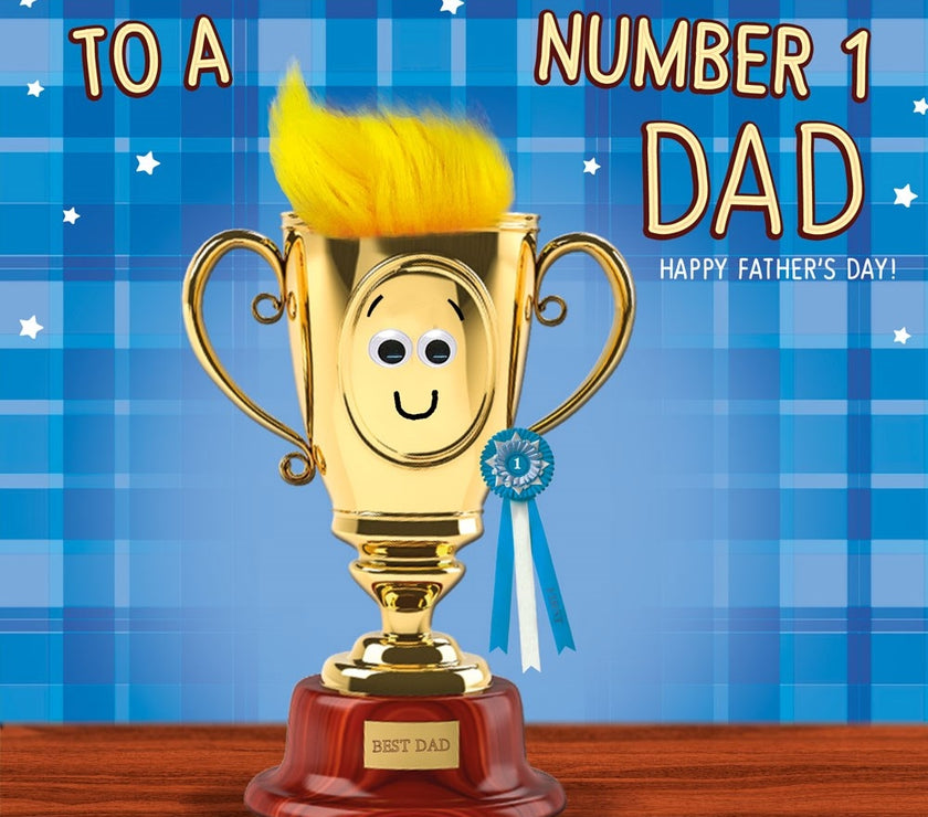 Fluff Number 1 Dad Trophy Fathers Day Card