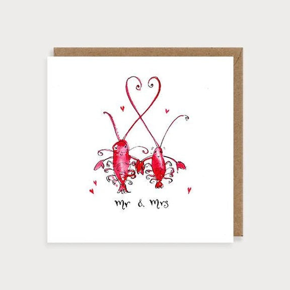 Lobster Mr and Mrs Wedding Card