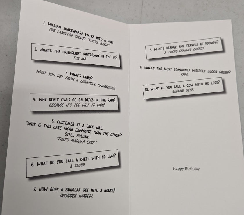 Worst Jokes Birthday Card