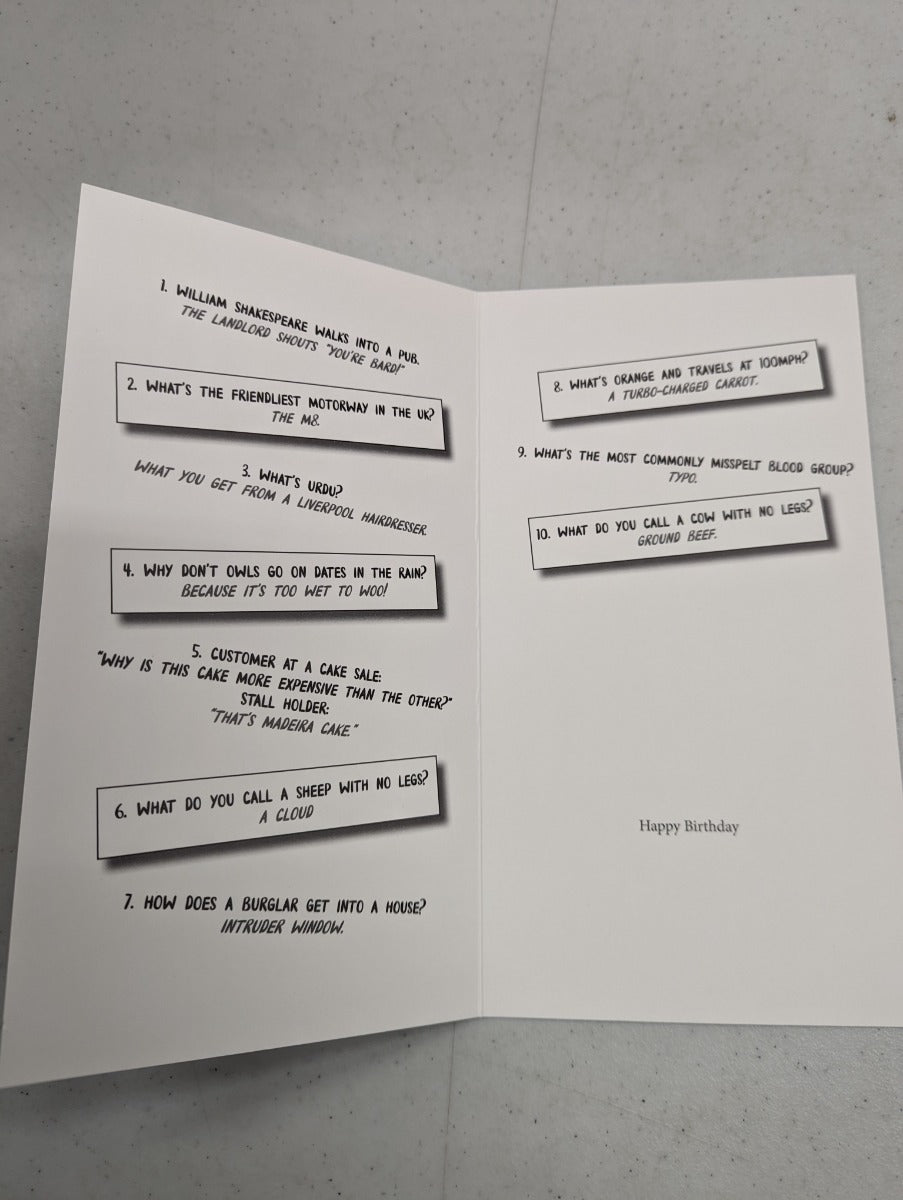 Worst Jokes Birthday Card