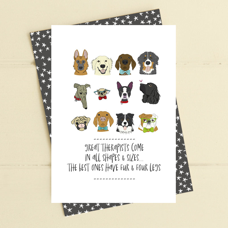 Dogs Great Therapists Birthday Card