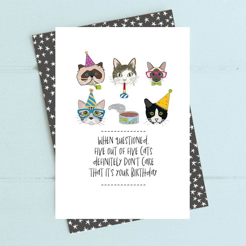Five Out of Five Cats Birthday Card - House of Cards