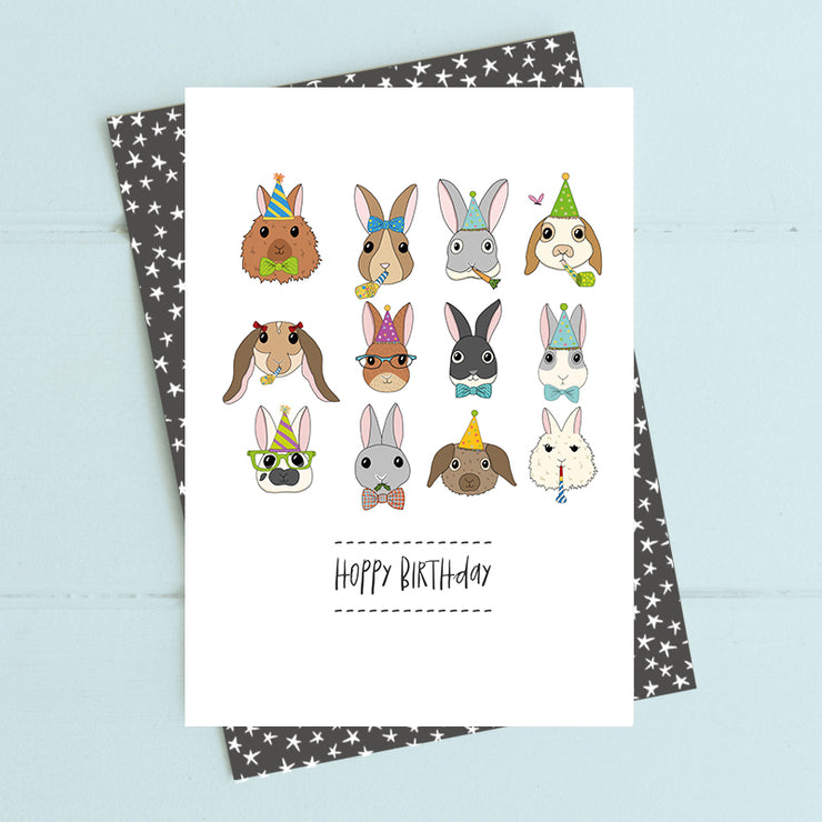 Rabbits Hoppy Birthday Card