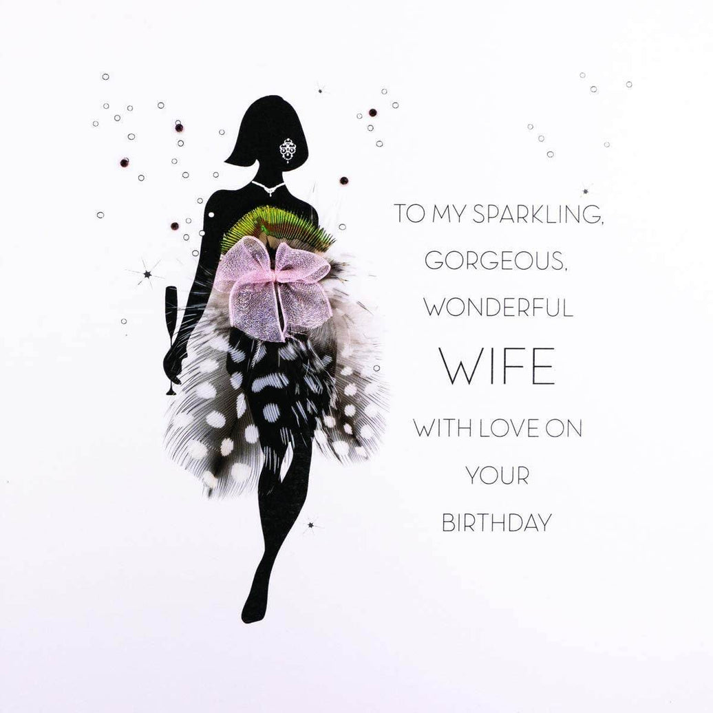 Silhouette My Wonderful Wife Birthday Card - House of Cards