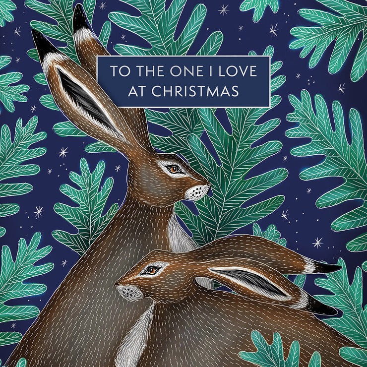 Hares One I Love Christmas Card