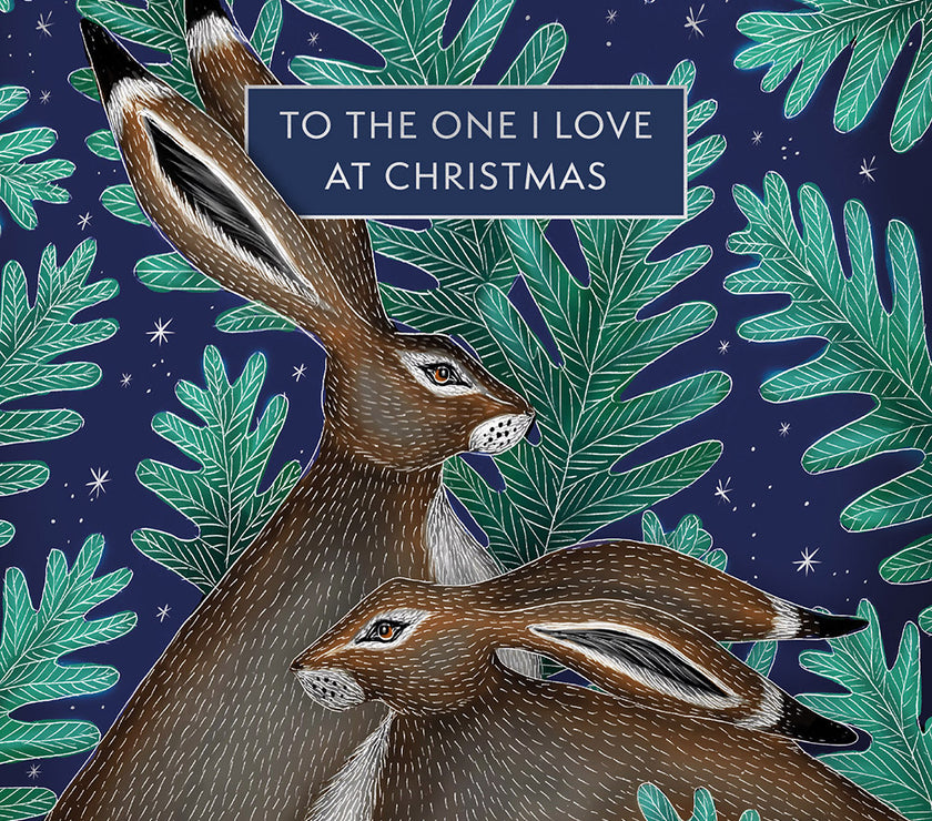 Hares One I Love Christmas Card