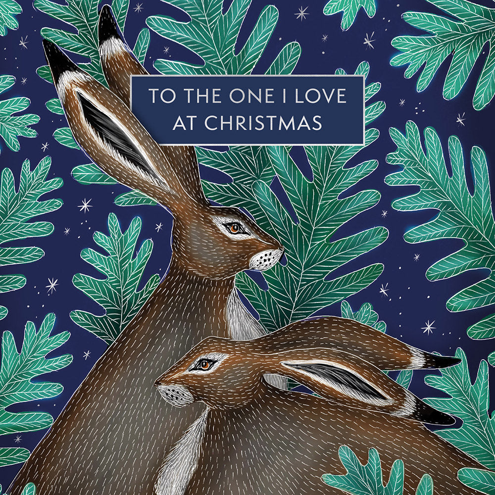 Hares One I Love Christmas Card