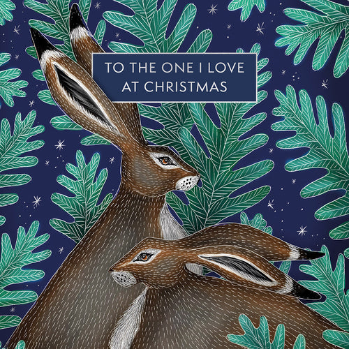 Hares One I Love Christmas Card