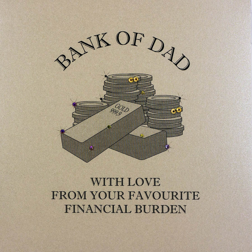Gold Bars Bank of Dad Fathers Day Card - House of Cards