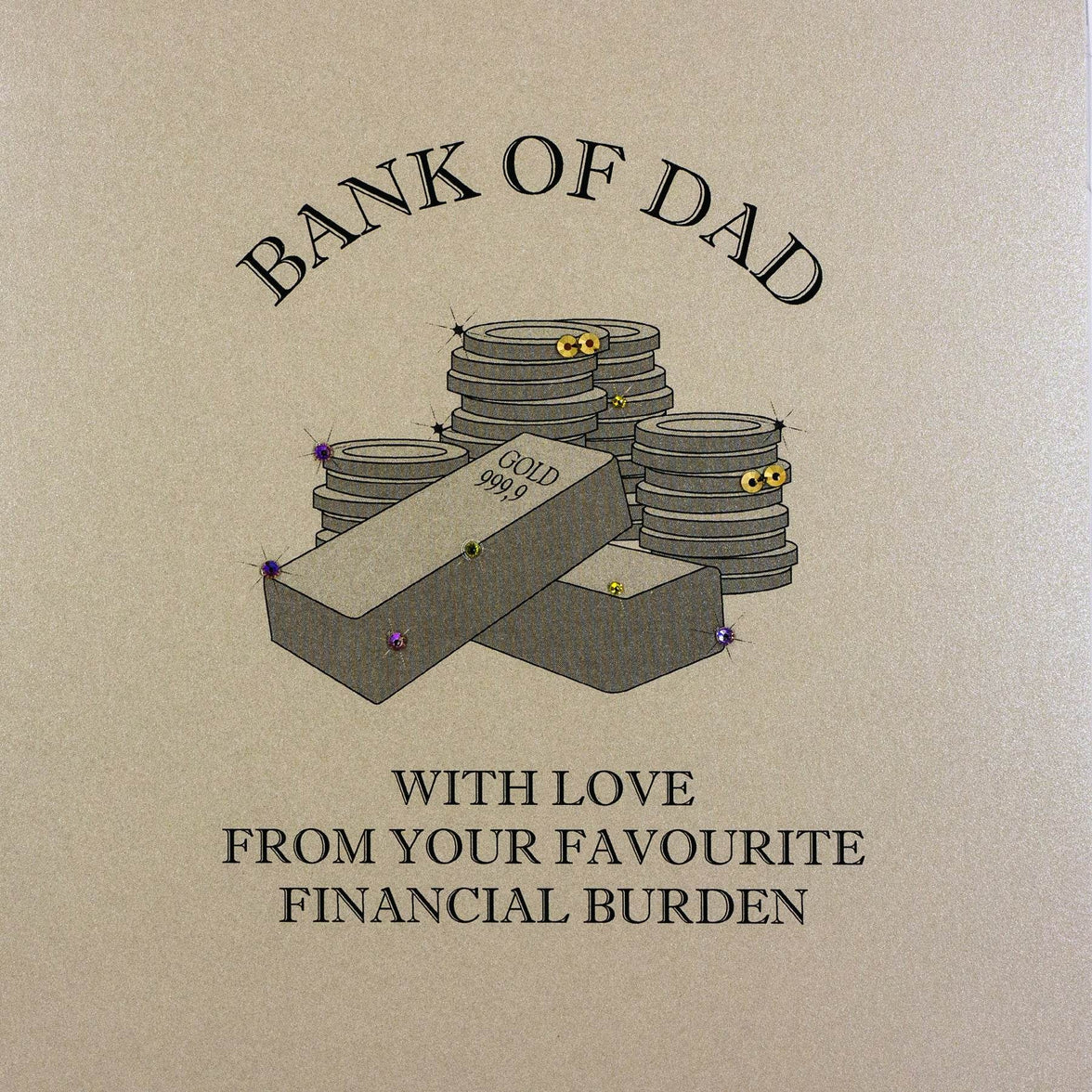 Gold Bars Bank of Dad Fathers Day Card - House of Cards