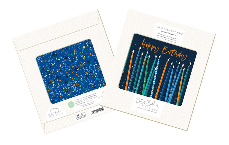 Luxury Blue Candles Flat Wrap with tags