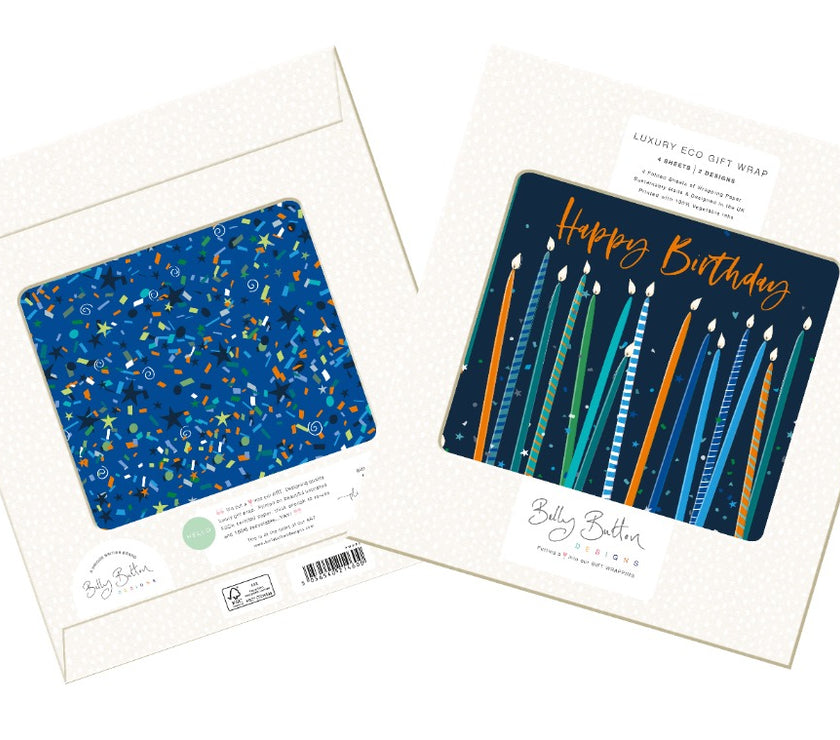 Luxury Blue Candles Flat Wrap with tags