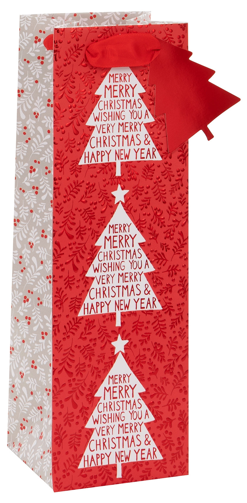 Very Merry Christmas Tree Bottle Gift Bag