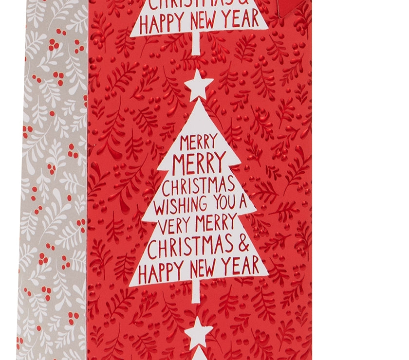 Very Merry Christmas Tree Bottle Gift Bag
