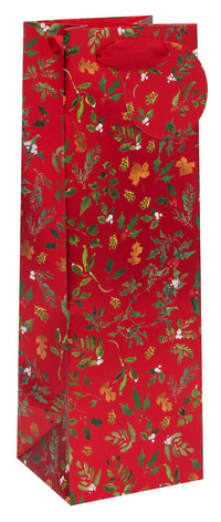 Christmas Holly Foliage Bottle Bag